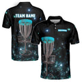 Custom Name Team Disc Golf Black Galaxy Men's Polo Shirt S-5XL