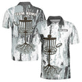 Custom Name Team Disc Golf Grunge White Gray Pattern Men's Polo Shirt S-5XL