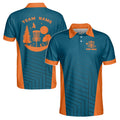 Custom Name Funny Disc Golf Blue Orange Tree Pattern Men's Polo Shirt S-5XL
