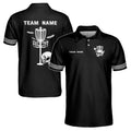 Custom Name Team Skull Disc Golf Black Men's Polo Shirt S-5XL