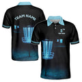 Custom Name Team Disc Golf Fantasy Black Blue Men's Polo Shirt S-5XL