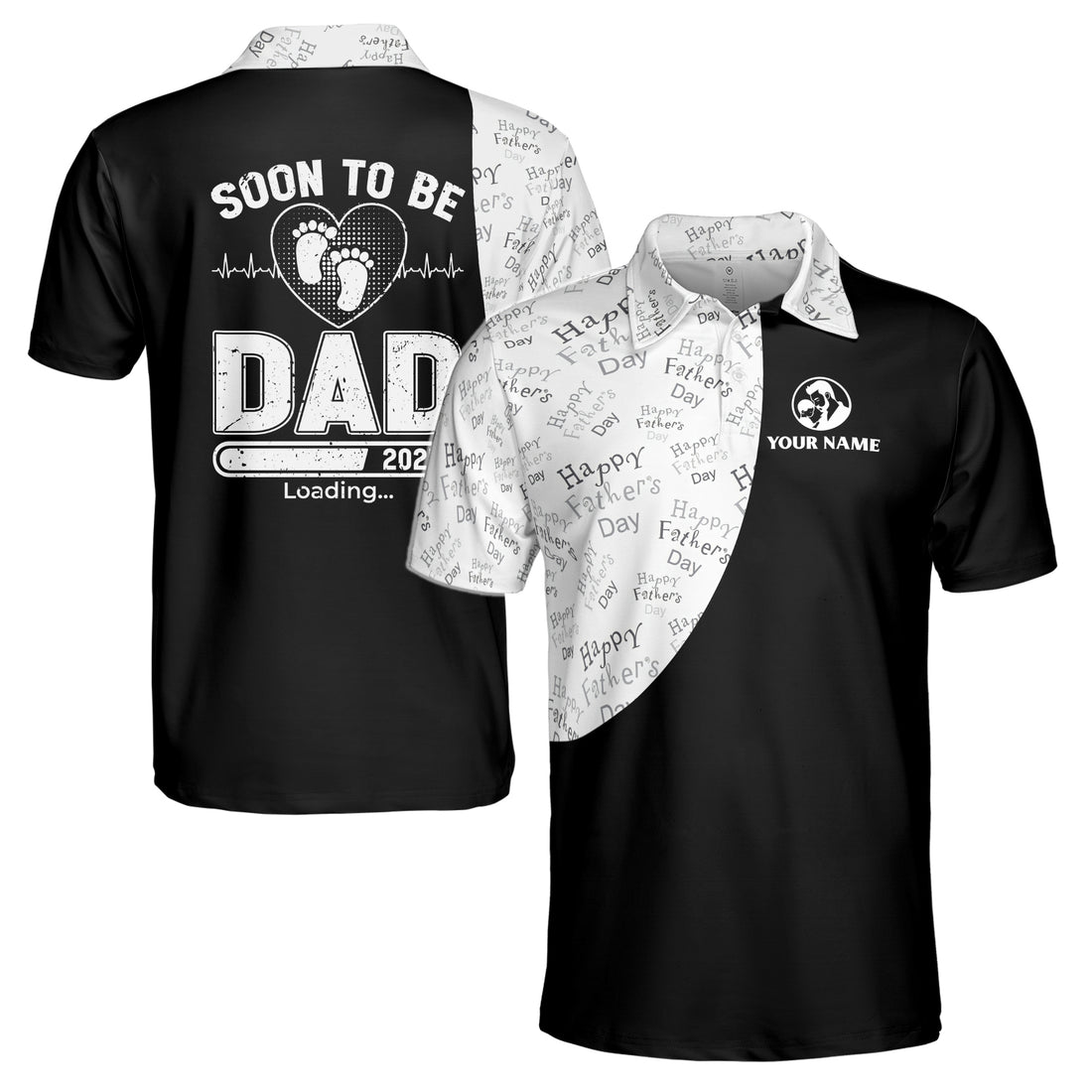 Custom Name Soon To Be Dad First Time Be Father Men's Polo Shirt S-5XL