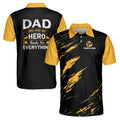 Custom Name My Hero Dad Gift for Father Black Yellow Men's Polo Shirt S-5XL