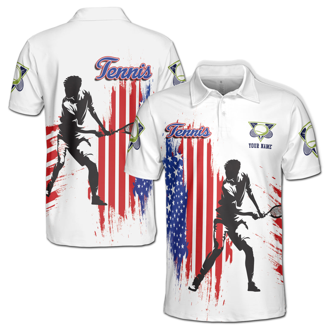 Custom Name American Play Tennis Men's Polo Shirt S-5XL