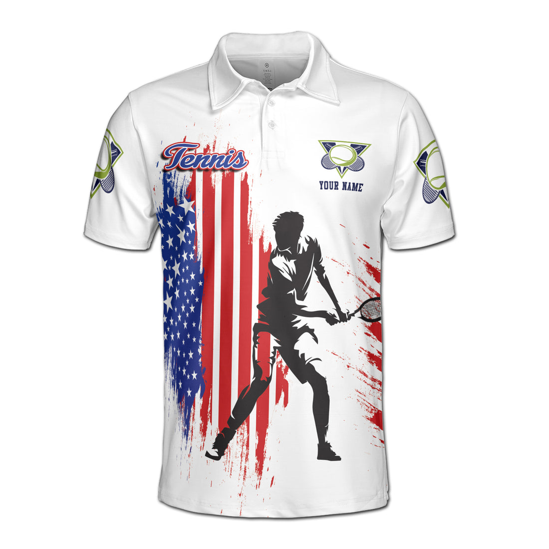 Custom Name American Play Tennis Men's Polo Shirt S-5XL