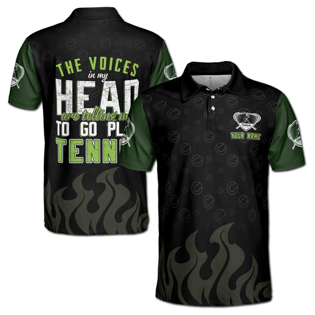 Custom Name The Voices In My Head Telling Me To Go Play Tennis Men's Polo Shirt S-5XL