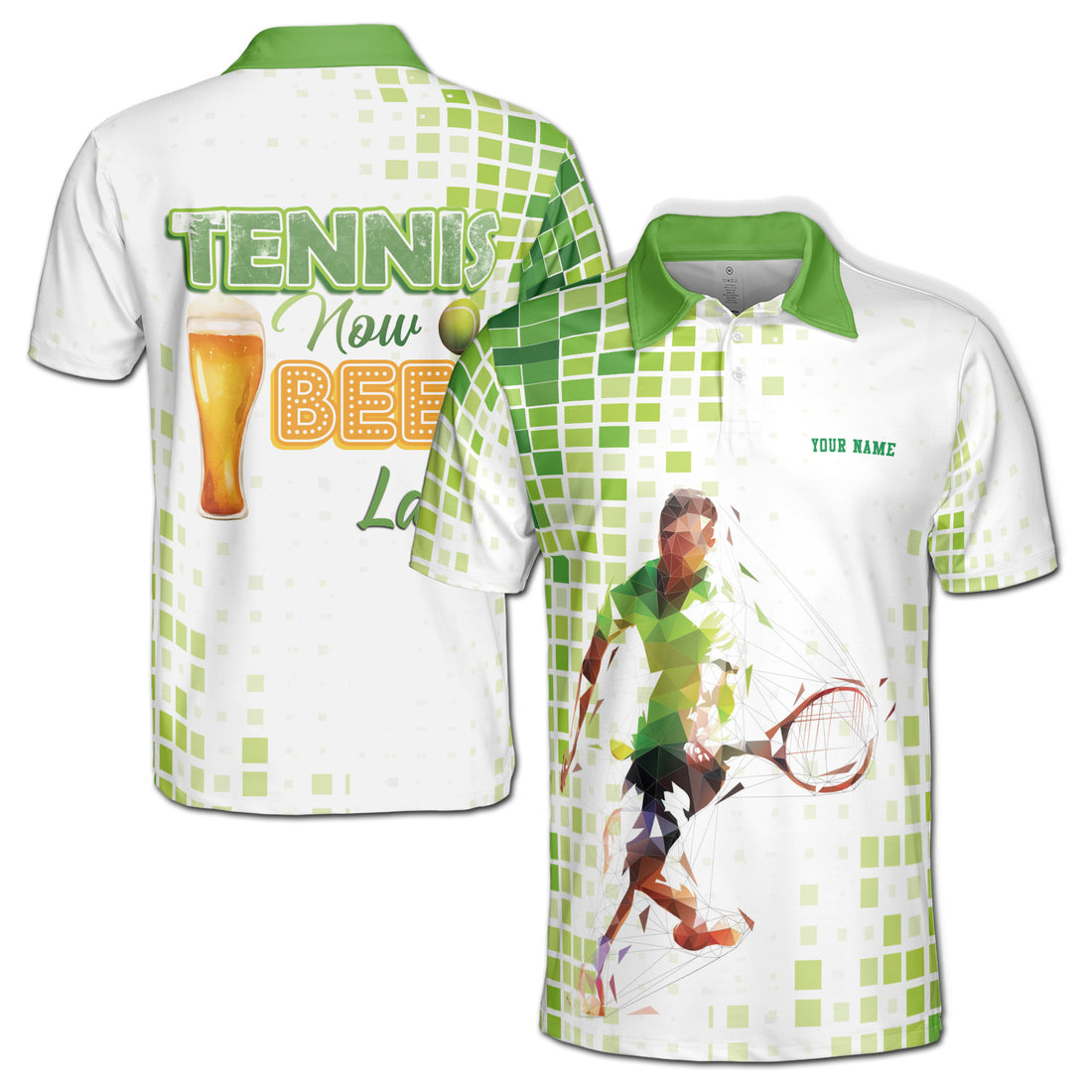 Customized Tennis Now Beer Later Men's Polo Shirt S-5XL