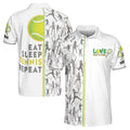 Custom Name Eat Sleep Tennis and Repeat Men's Polo S-5XL
