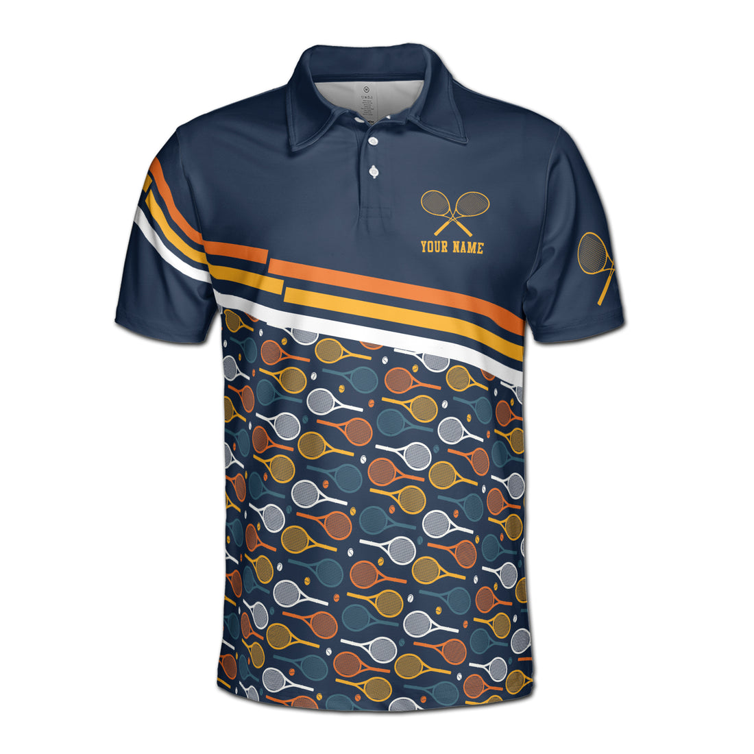 Customized Name Tennis Racket Pattern Men's Polo S-5XL