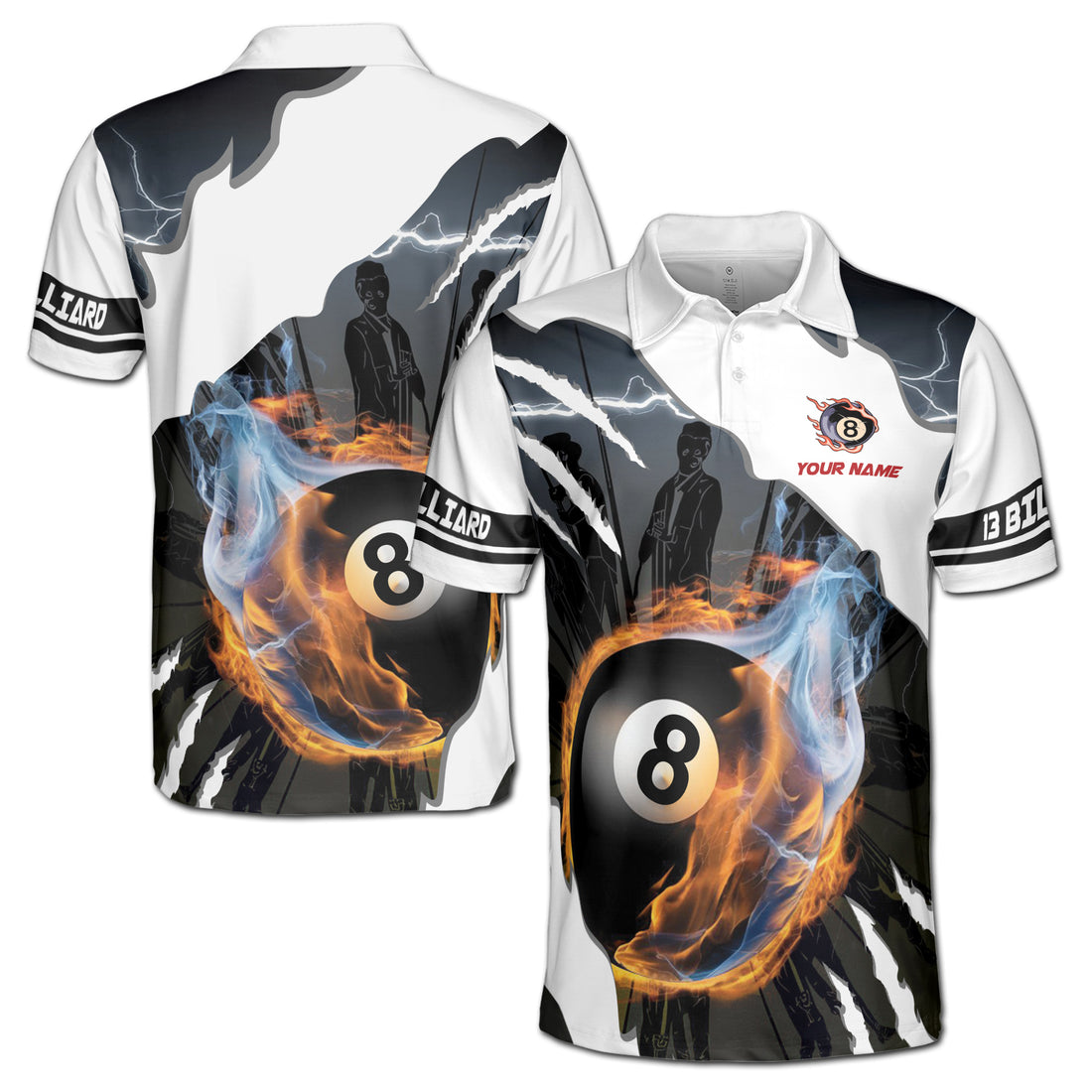 Customized Team Name Billiards 8 Balls Men's Polo Shirt S-5XL