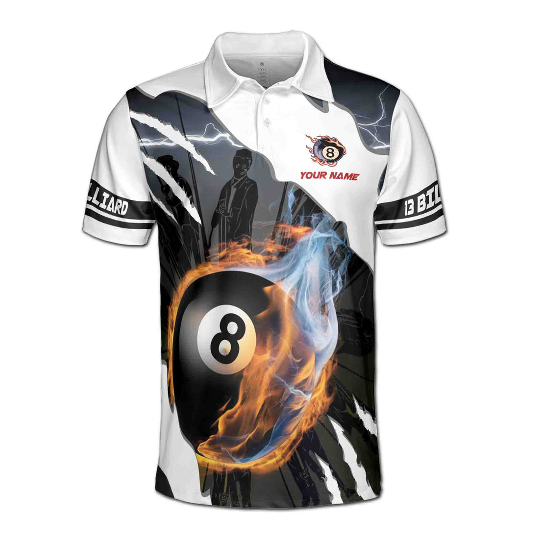 Customized Team Name Billiards 8 Balls Men's Polo Shirt S-5XL