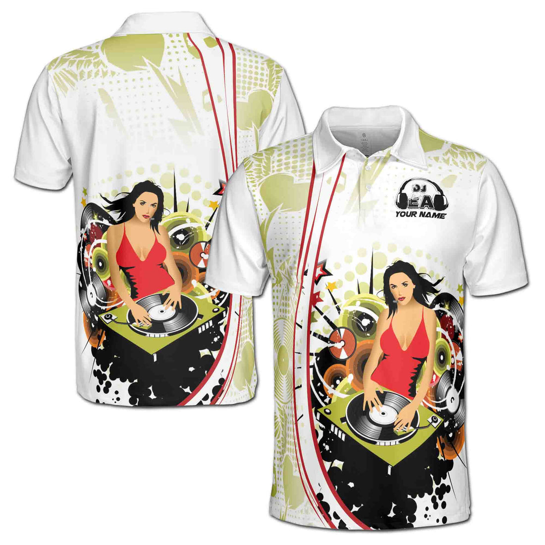 Customized Lady Disc Jockey Play Music Men's Polo Shirt S-5XL