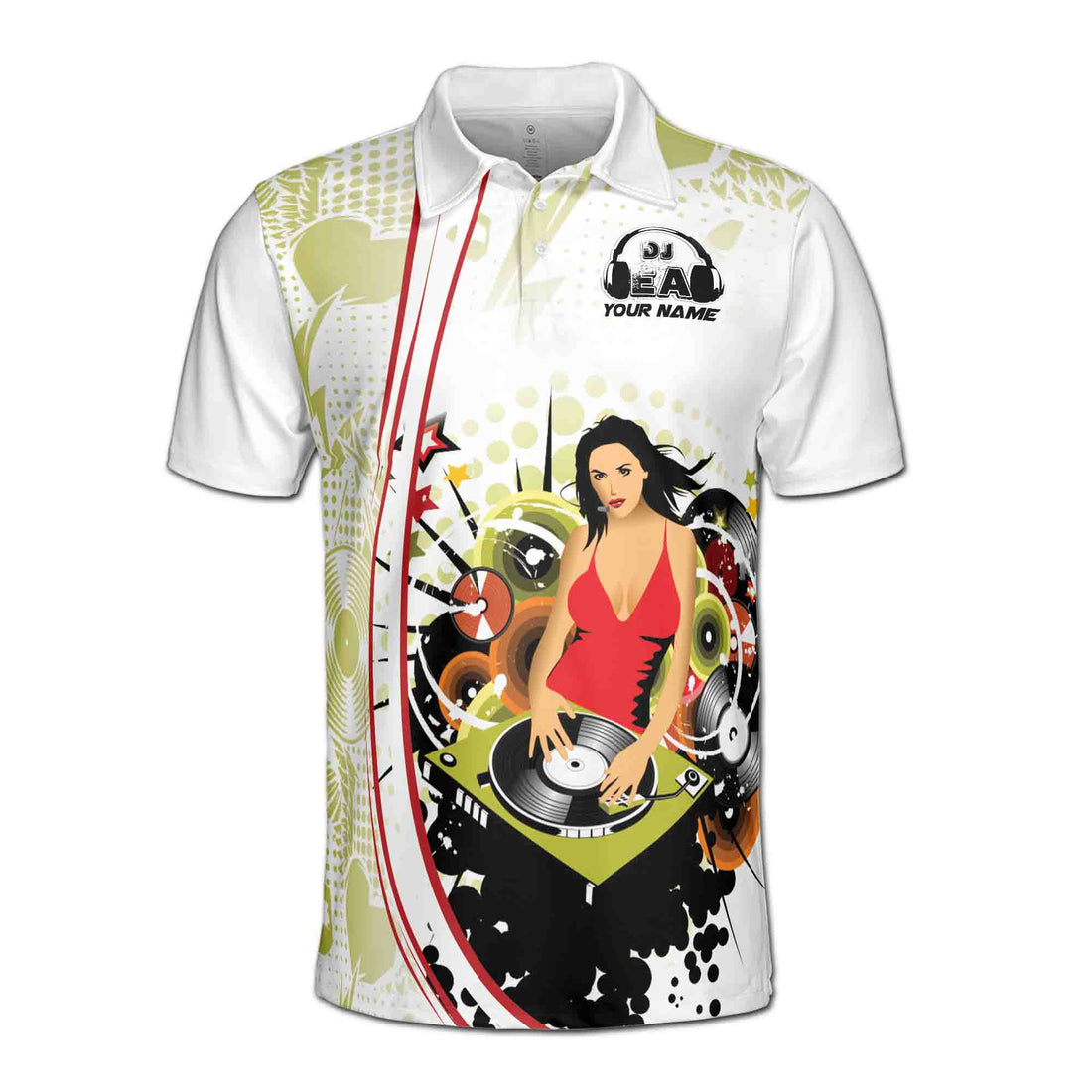 Customized Lady Disc Jockey Play Music Men's Polo Shirt S-5XL