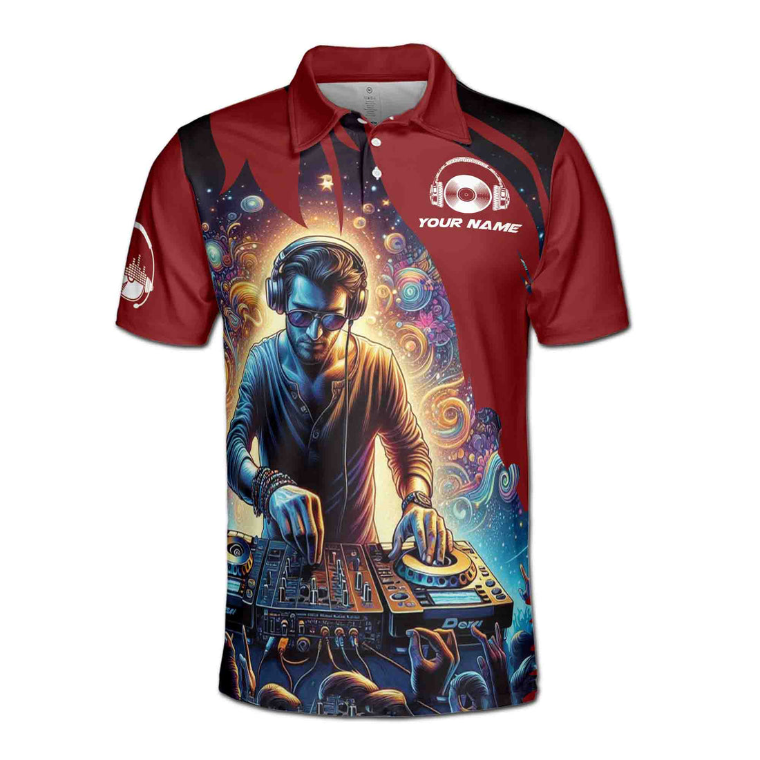Custom Name Energetic DJ Playing The Music Men's Polo Shirt S-5XL