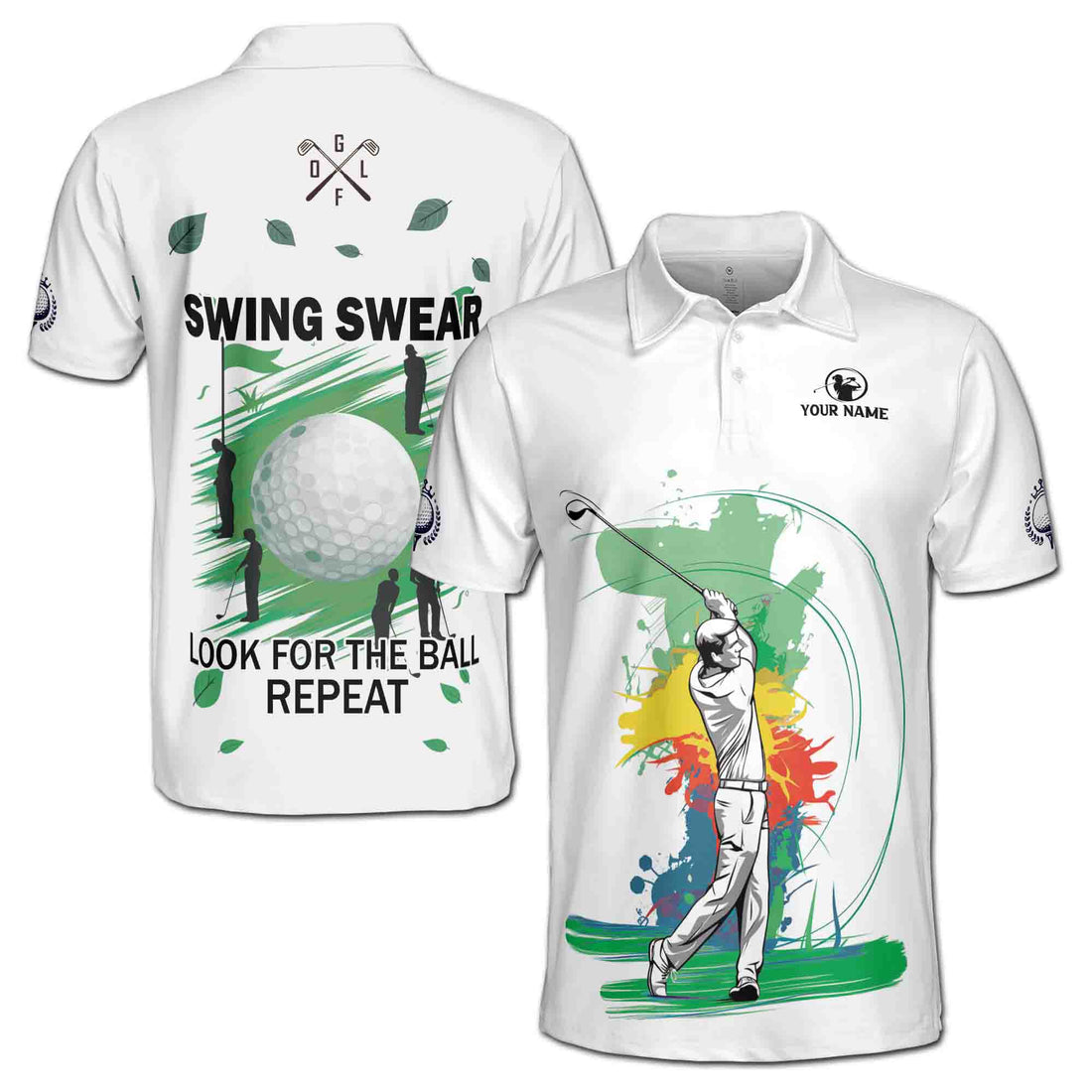 Customized Colorful Golfer Look For The Ball Repeat Men's Polo Shirt S-5XL