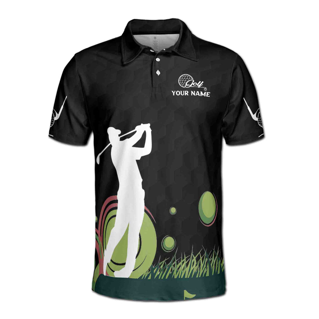 Customized Golfer Silhouette Man Playing Golf Men's Polo Shirt S-5XL