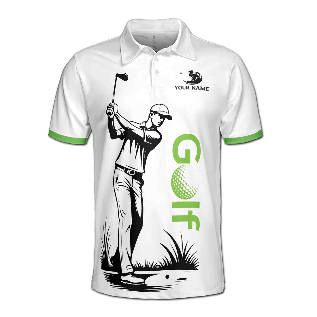 Custom Name Golf Player Swing Swear Drink Repeat Men's Polo S-5XL