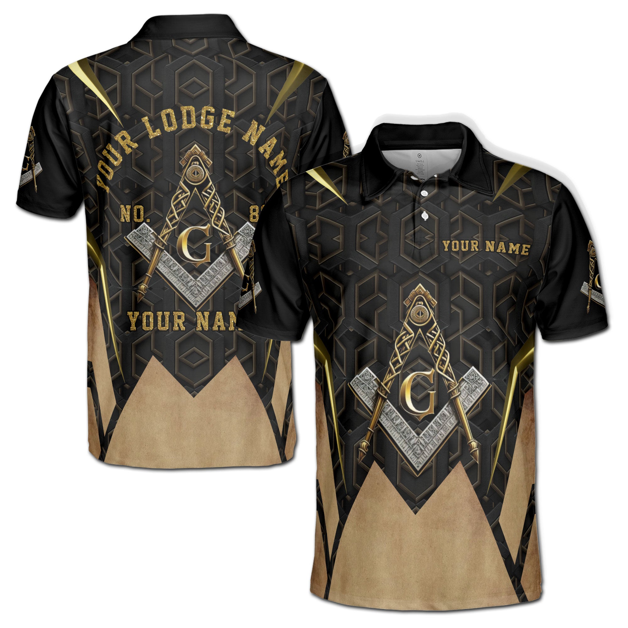 Customized Master Mason Freemasonry Grunge Men's Polo Shirt S-5XL