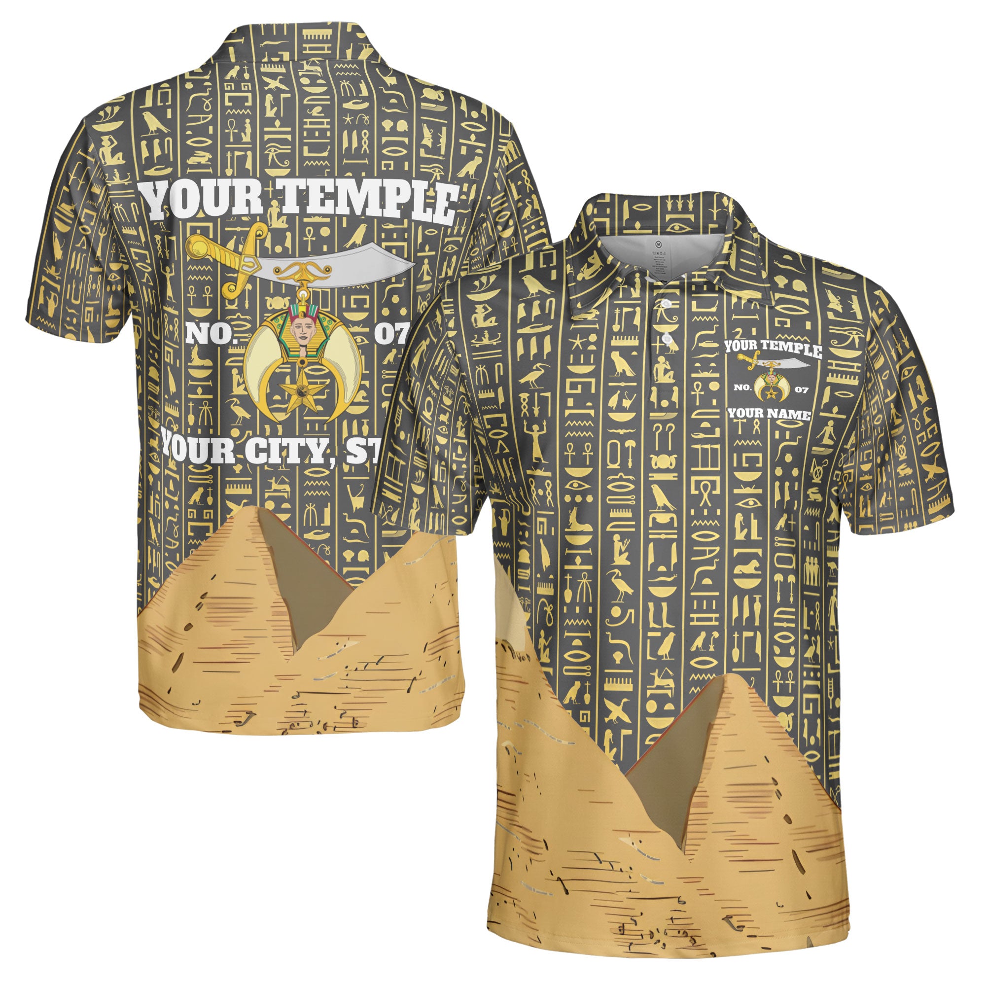 Personalized Masonic Noble Shriner  3D Men's Polo Shirt S-5XL