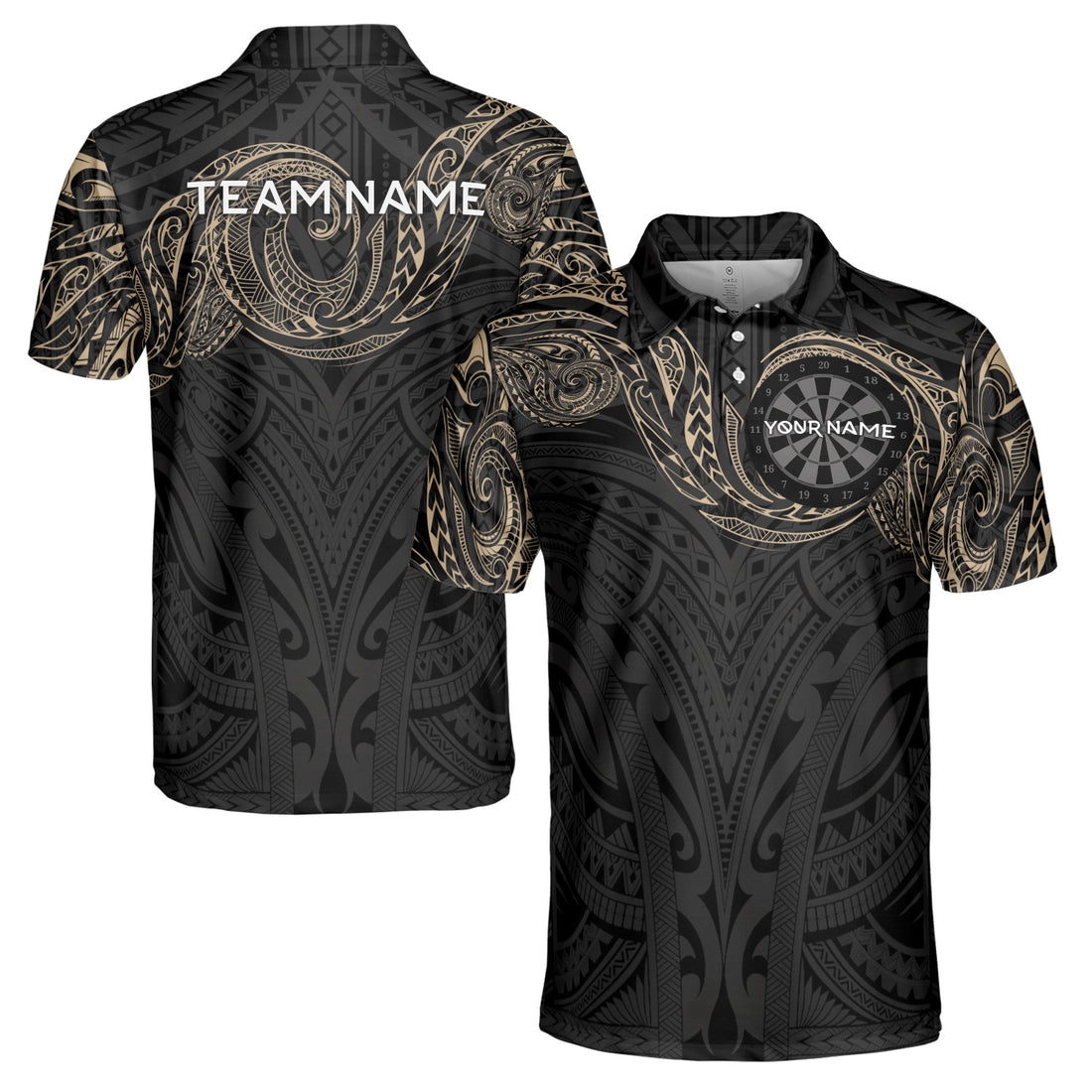 Customized Darts Board With Tattoo Tribal Pattern Men's Polo S-5XL