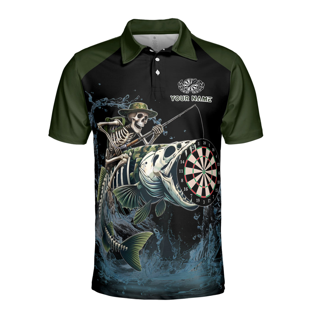 Customized Darts Polo Skeleton Fishing Catch Men's Polo Shirt S-5XL