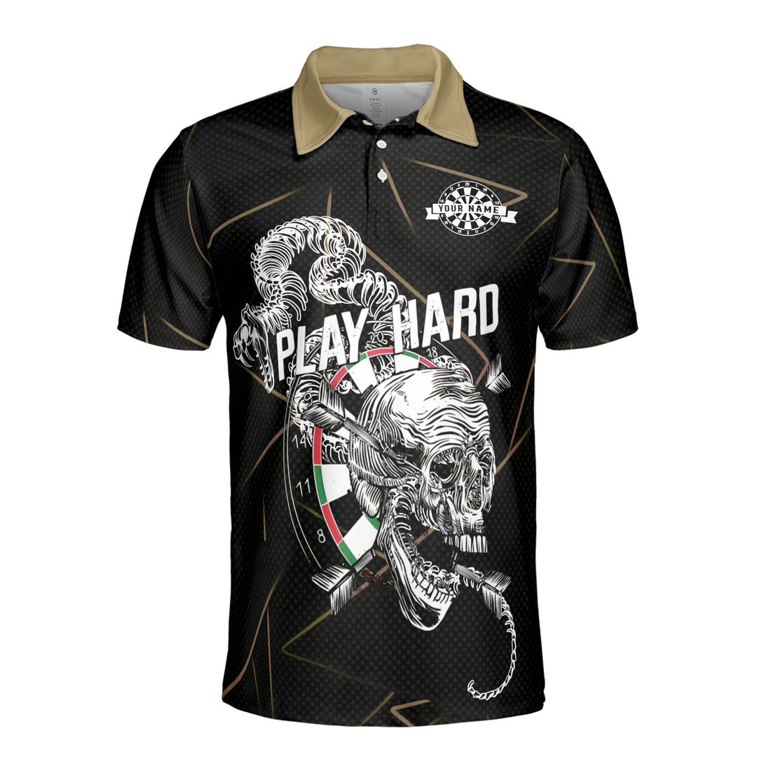 Customized Darts with Skull, Play Hard Dartboard Men's Polo Shirt S-5XL