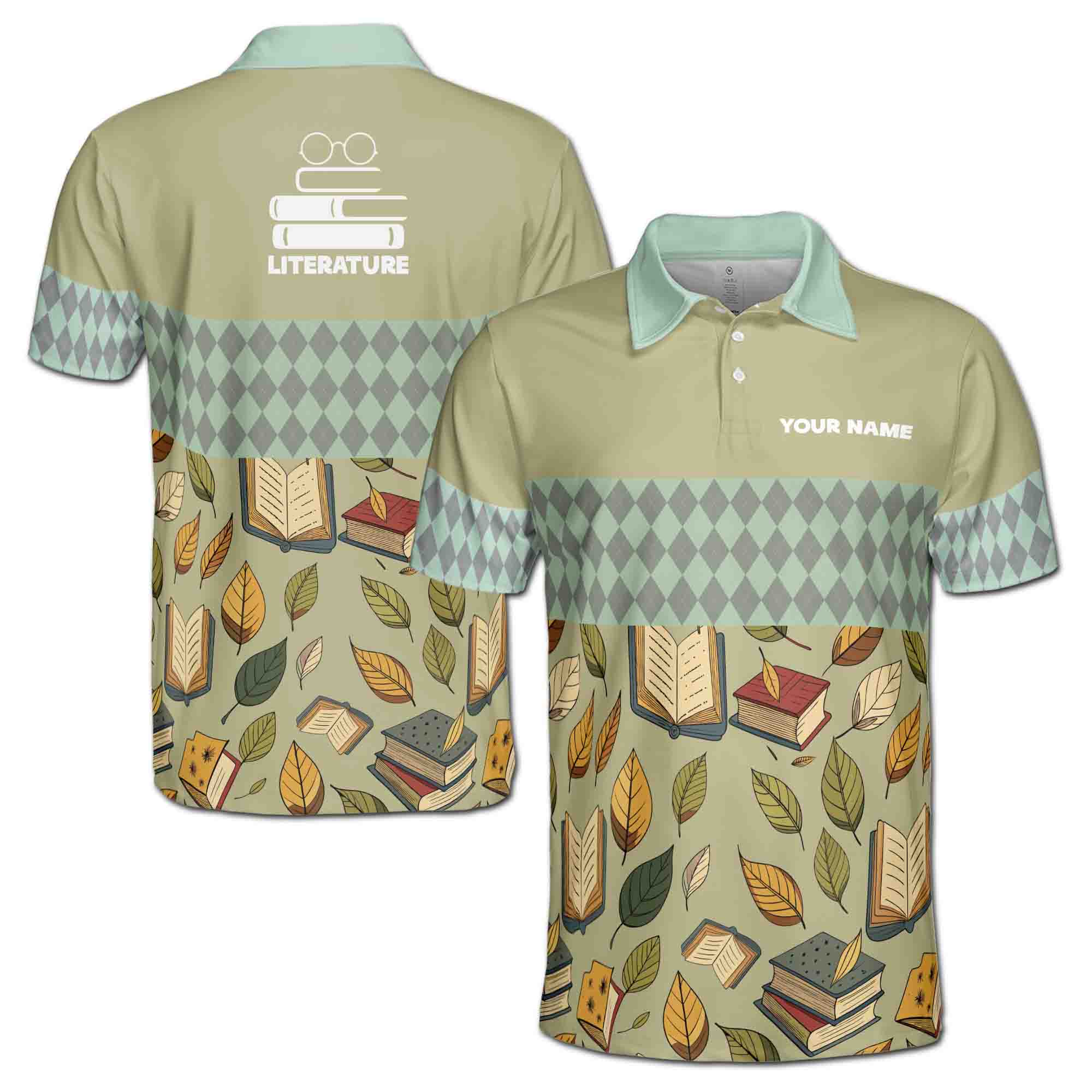 Custom Name Literature and Books Gift for Teacher Men's Polo Shirt S-5XL