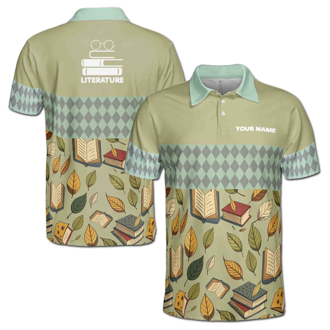 Custom Name Literature and Books Gift for Teacher Men's Polo Shirt S-5XL