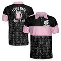 Custom Funny I Love Math And Cat Pink and Black Men's Polo Shirt S-5XL