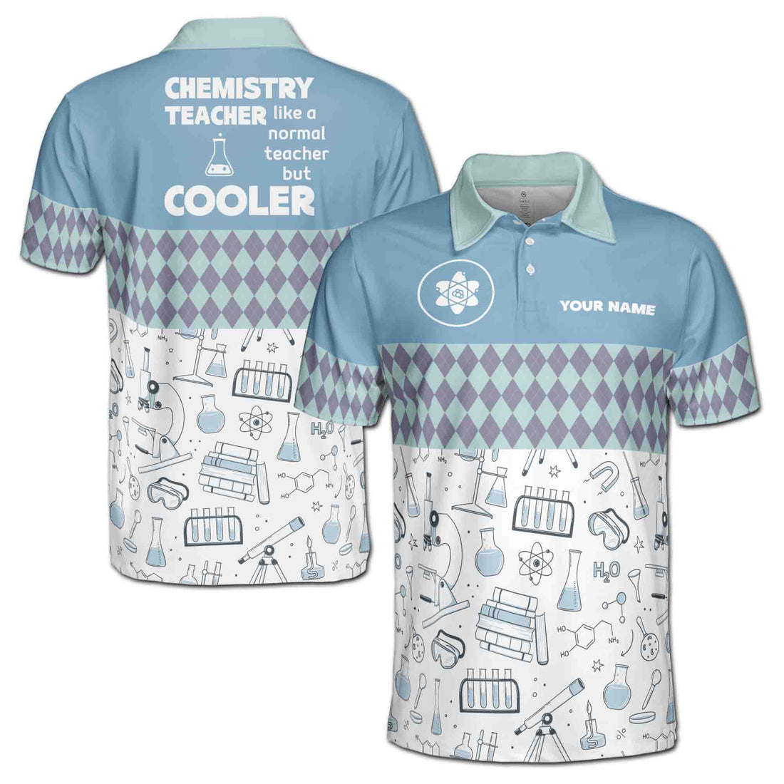 Custom Name Chemistry Teacher Normal Teacher But Cooler Men's Polo Shirt S-5XL