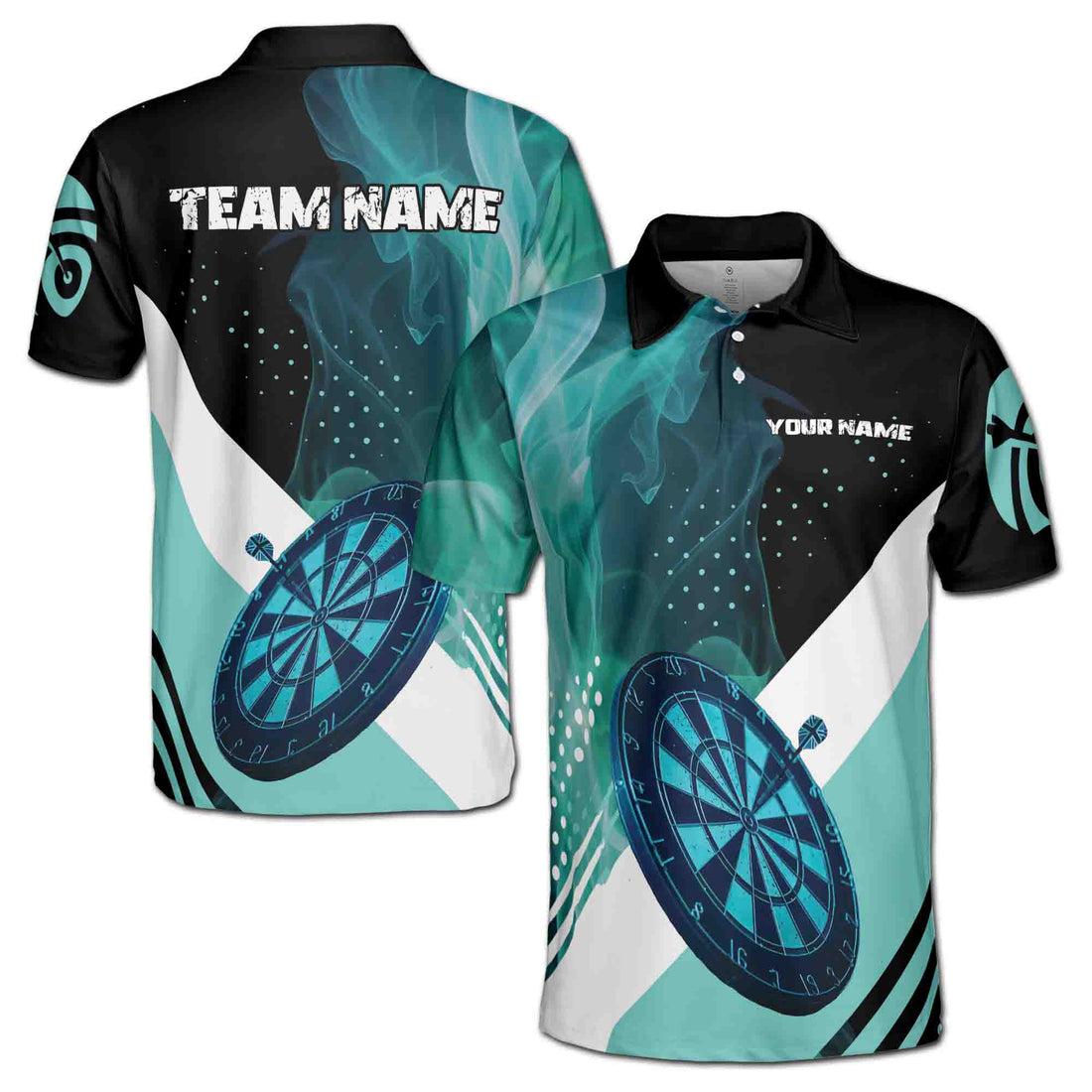 Custom Name Darts Player Blue Smoke Gift for Darts Lover Men's Polo Shirt S-5XL