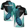 Custom Name Darts Player Blue Smoke Gift for Darts Lover Men's Polo Shirt S-5XL