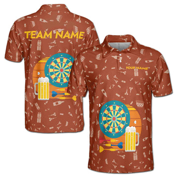 Custom Team Name Funny Darts and Beer Men's Polo Shirt S-5XL