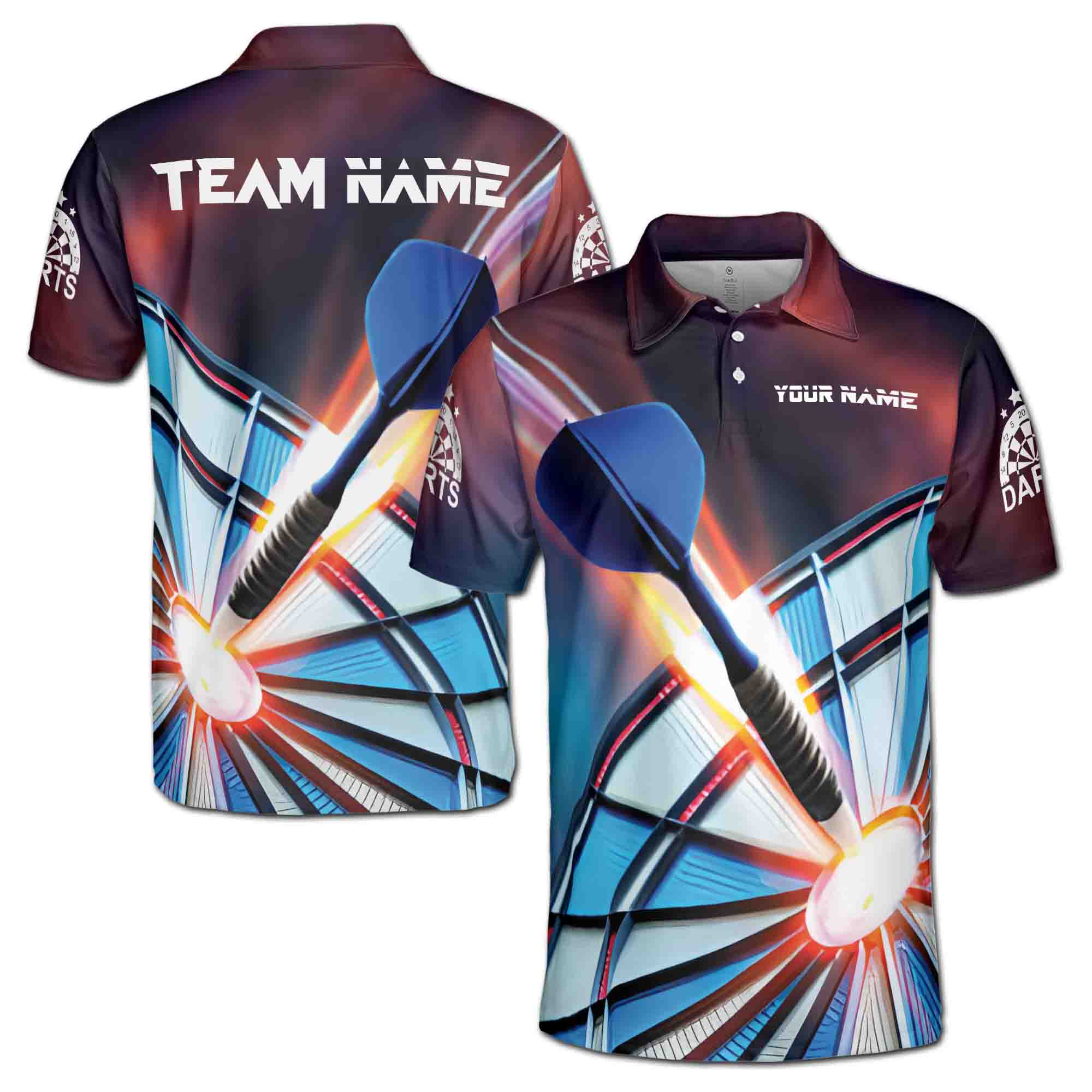 Custom Name Lightnging Darts Team Player Dartboard Men's Polo Shirt S-5XL