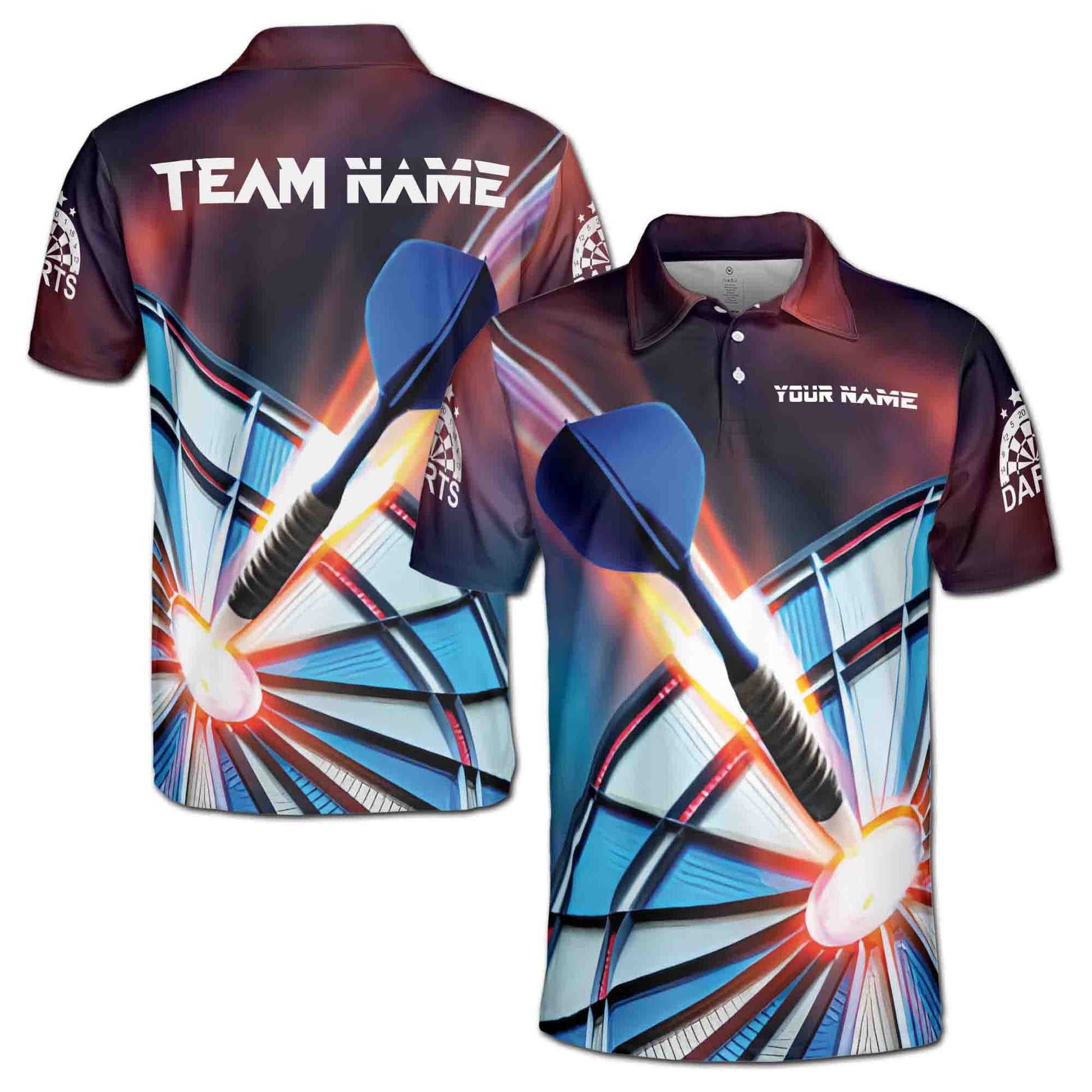 Custom Name Lightnging Darts Team Player Dartboard Men's Polo Shirt S-5XL