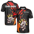 Custom Team Name Funny Darts Skull Colorful Dartboard Men's Polo Shirt S-5XL