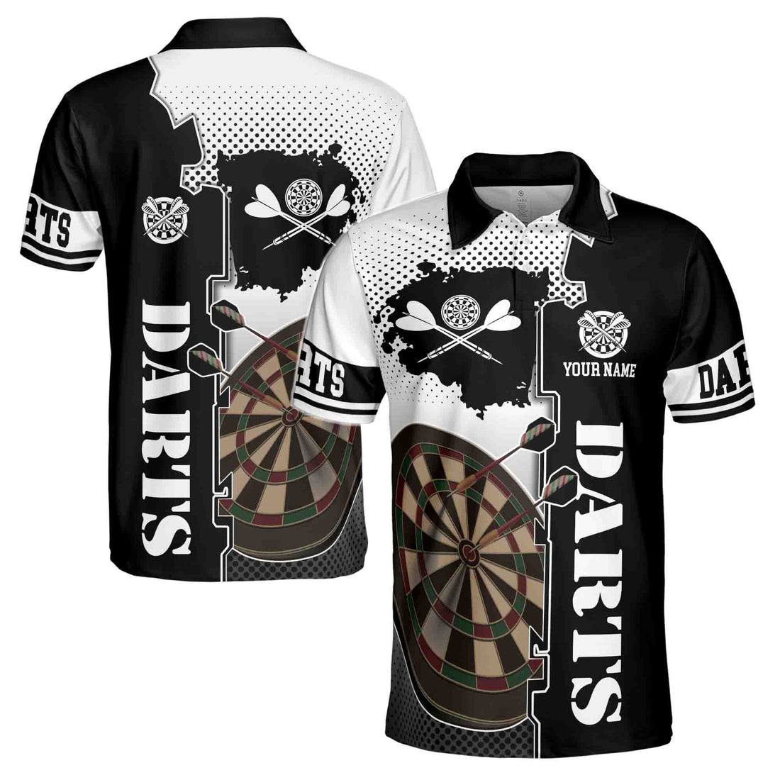 Personalized Name White Dartboard 3D Polo Shirt Men's Polo Shirt S-5XL