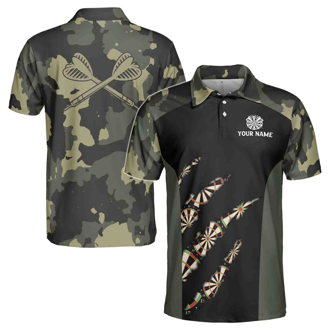 Custom Camo Dart Shirts Darts Arrow Vintage Style Men's Polo Shirt S-5XL