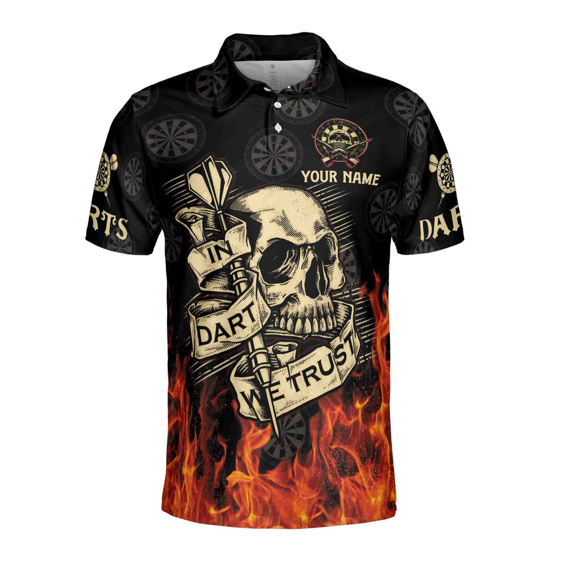 In Dart We Trust Skull Personalized Name Men's Polo Shirt S-5XL