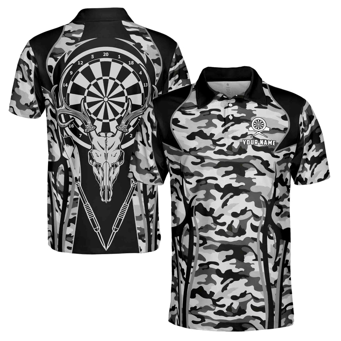 Funny Darts And Deer Polo Shirt Personalized Name Men's Polo Shirt S-5XL
