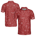 Golf Custom Beautiful Red Xmas Pattern Christmas Men's Polo Shirt S-5XL