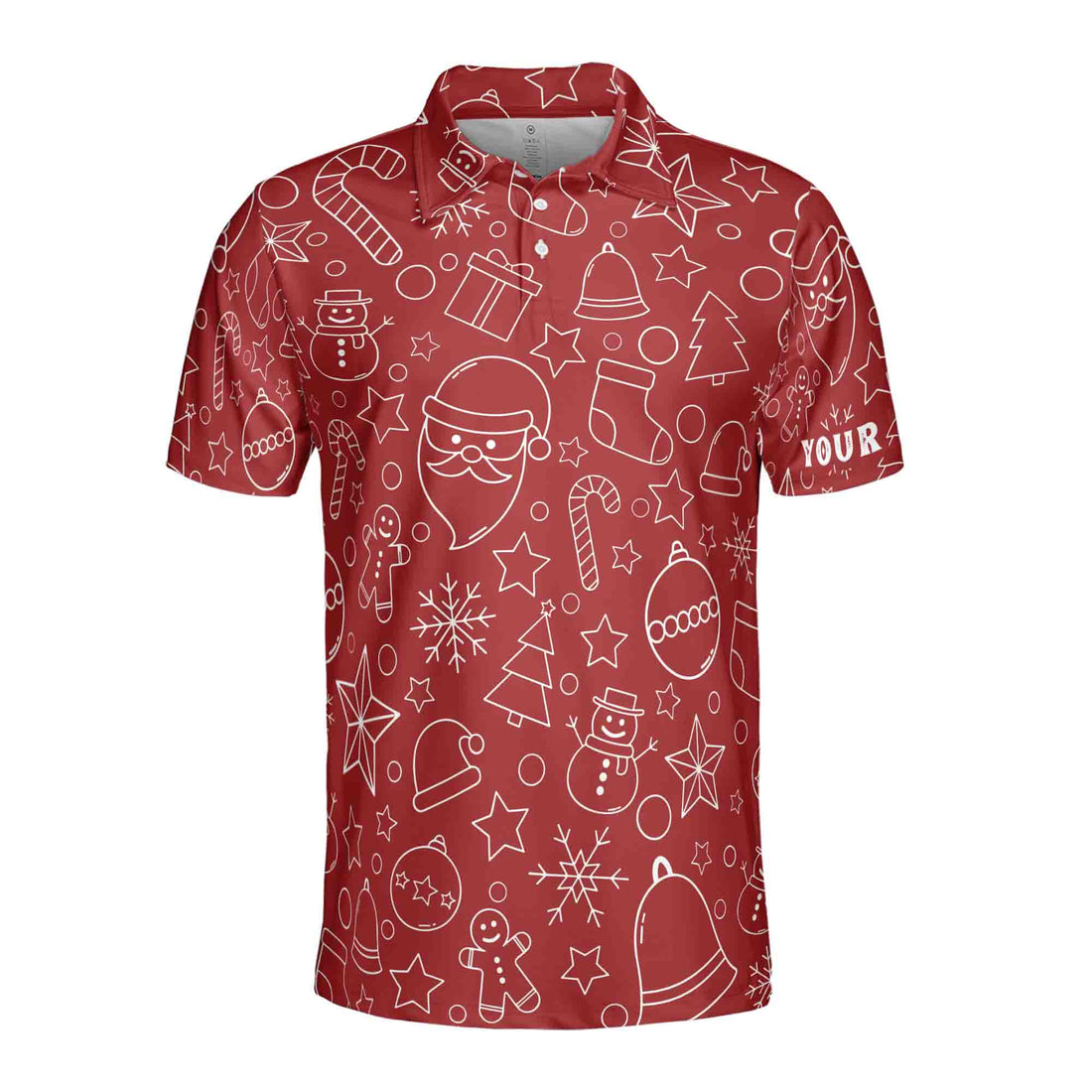 Golf Custom Beautiful Red Xmas Pattern Christmas Men's Polo Shirt S-5XL