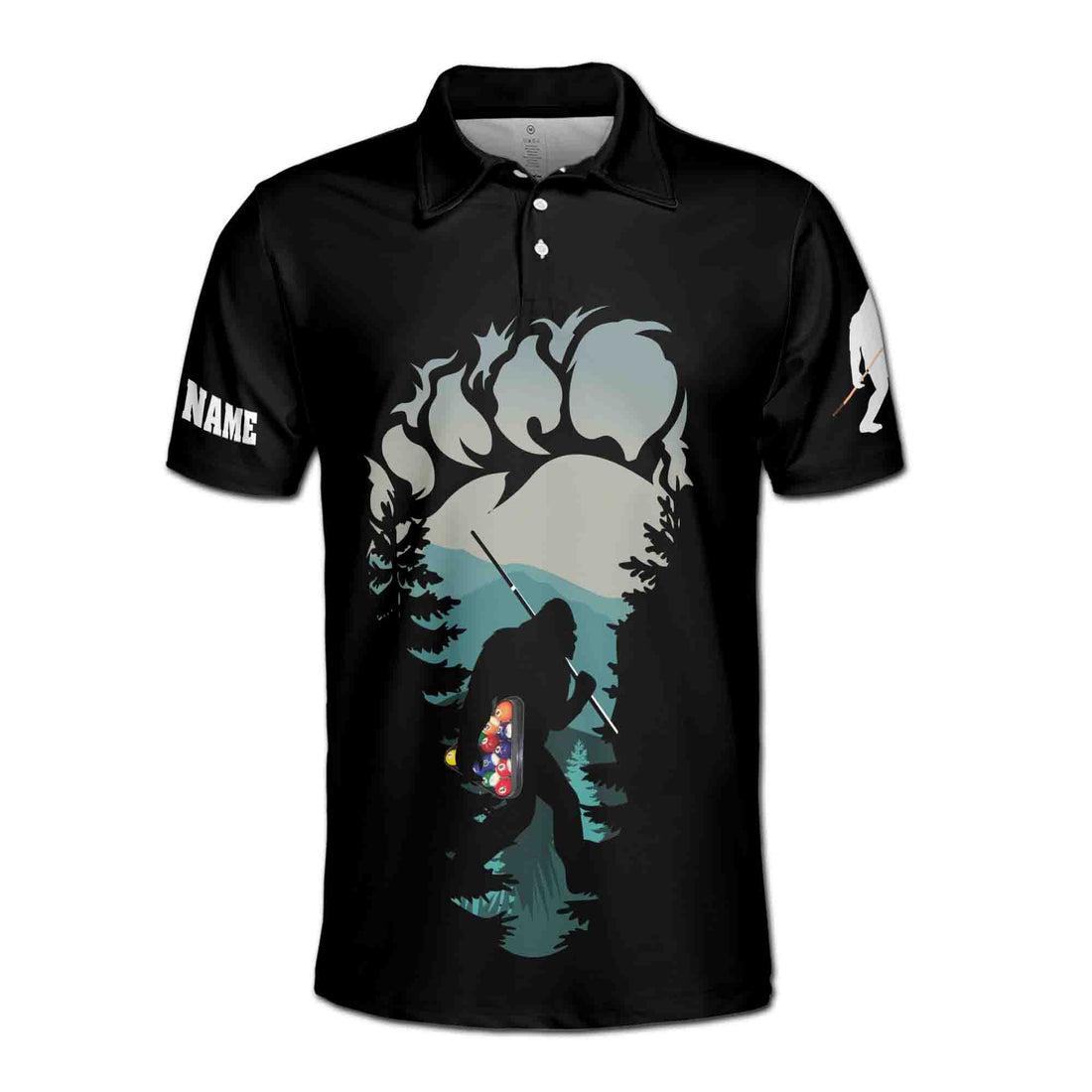 Custom Bigfoot Holding Billiard Balls Personalized Men's Polo Shirt S-5XL