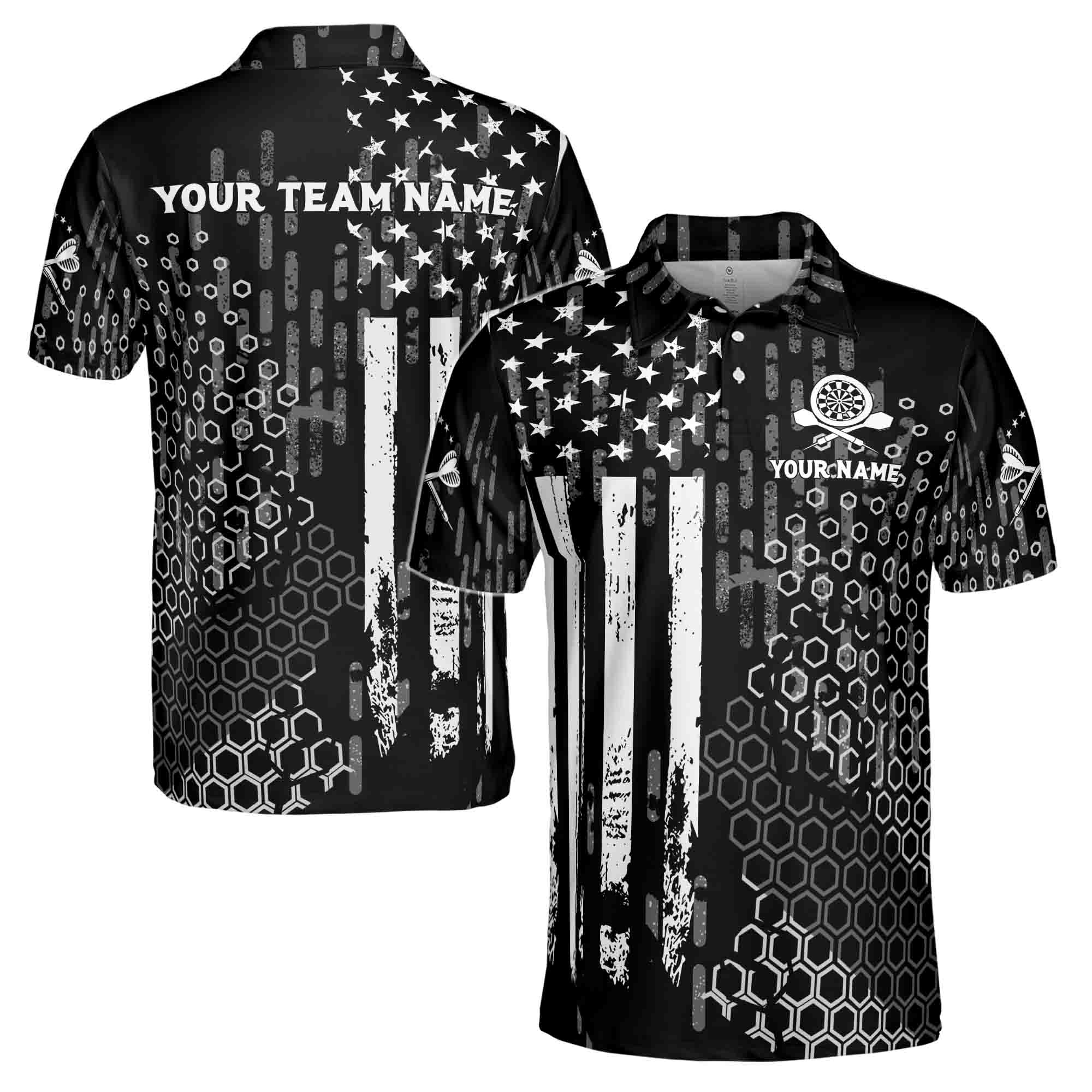 US Flag Hive Pattern Custom Darts Men's Polo Shirt S-5XL