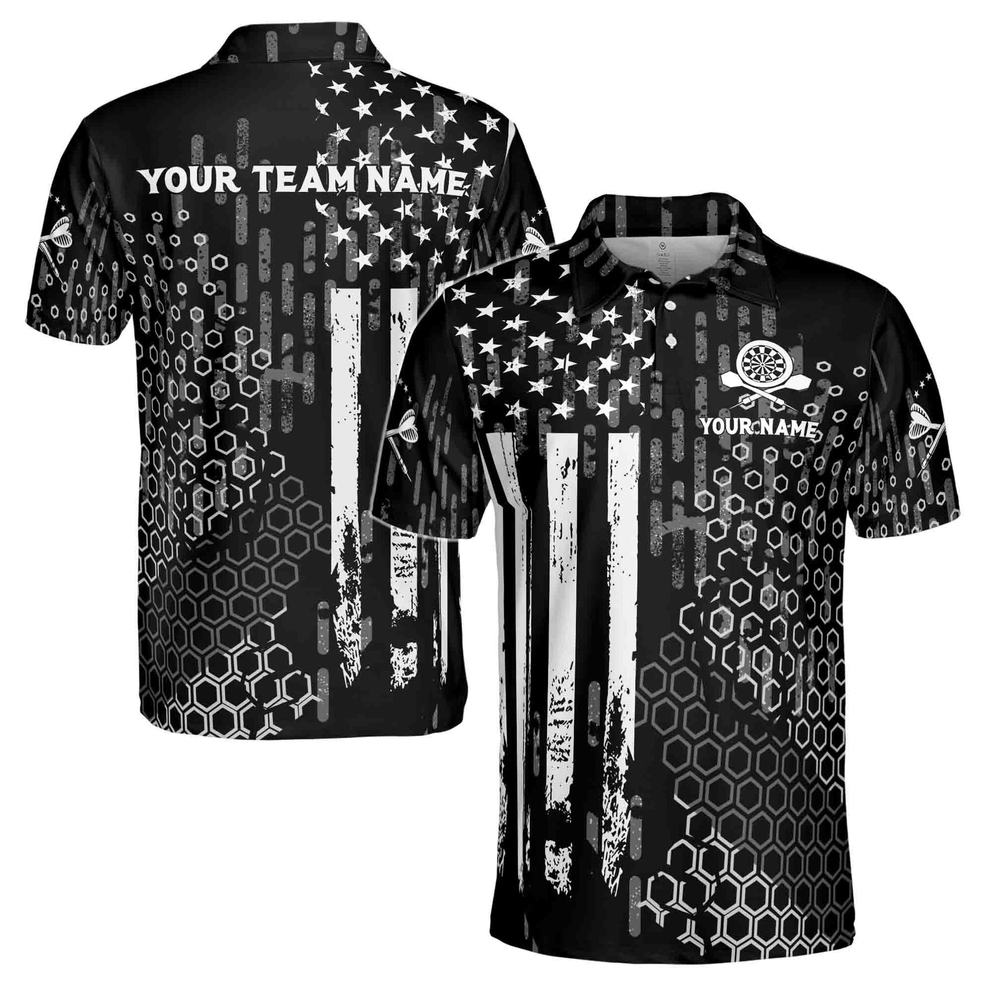 US Flag Hive Pattern Custom Darts Men's Polo Shirt S-5XL