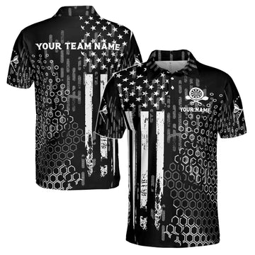 US Flag Hive Pattern Custom Darts Men's Polo Shirt S-5XL