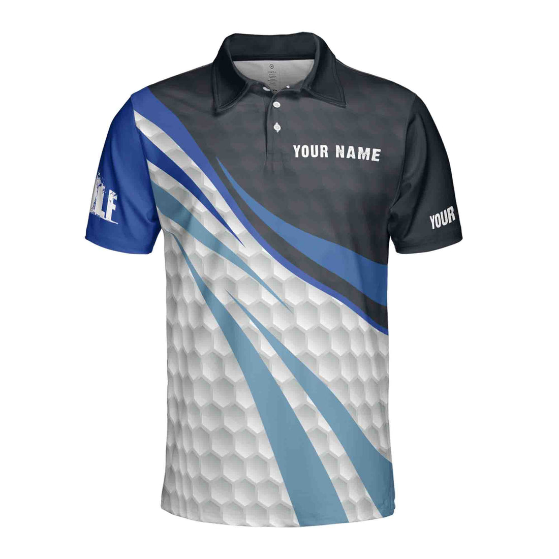Blue And White Golf Balls Custom Name Apparel - Personalized Men's Polo Shirts S-5XL