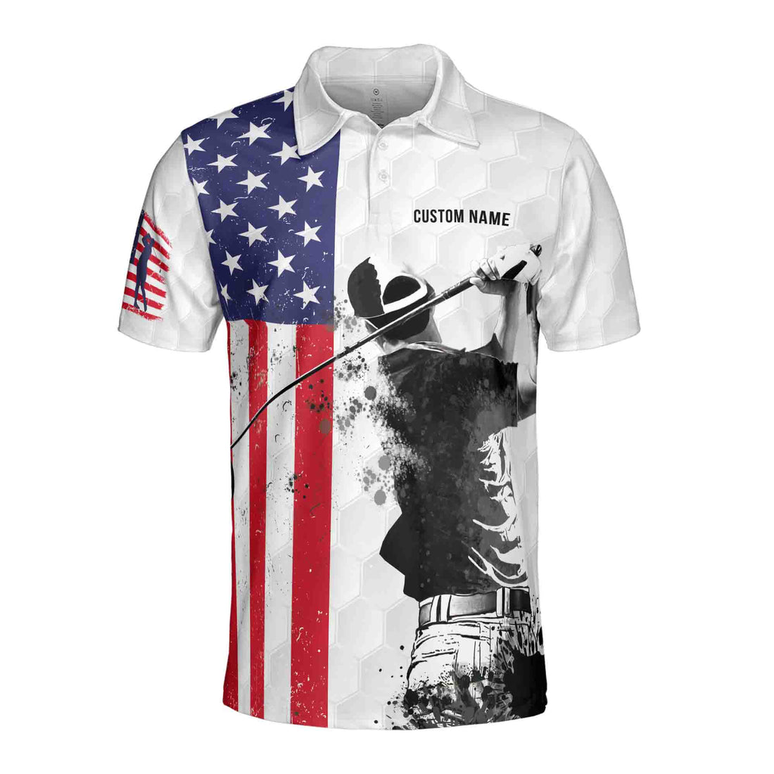 Customized Name Never Underestimate An Old Man With A Golf Club Men's Polo Shirt S-5XL