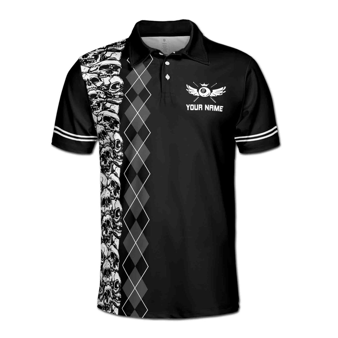 Funny Skull Billiard, Personalized Billiard Shoot Pool Better Men's Polo Shirt S-5XL