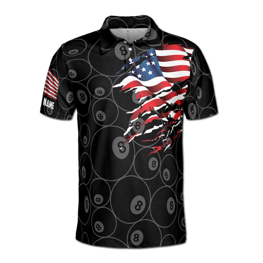 Personalized American Flag Billiard, Custom Pool Team 3D Men's Polo Shirt Size S-5XL